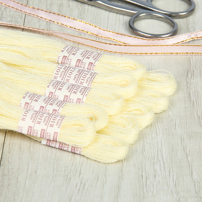 Нитки для вышивания, №201, 20±1м, цвет бледно-жёлтый