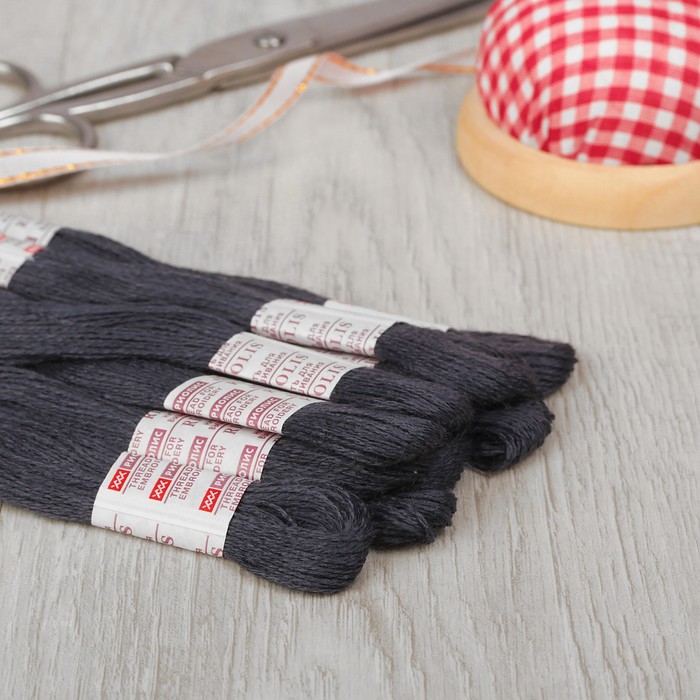 Нитки для вышивания, №937, 20±1м, цвет тёмно-серый