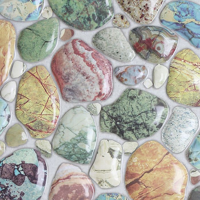 Панель ПВХ камень «Галька зелёная»