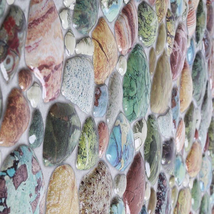 Панель ПВХ камень «Галька зелёная»