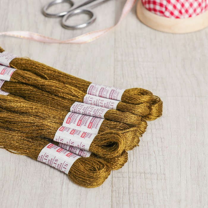 Мулине, №370, 20±1м, цвет коричнево-зелёный