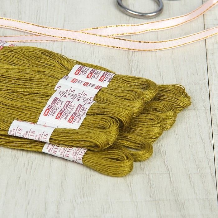 Мулине, №355, 20±1м, цвет зеленовато-жёлтый