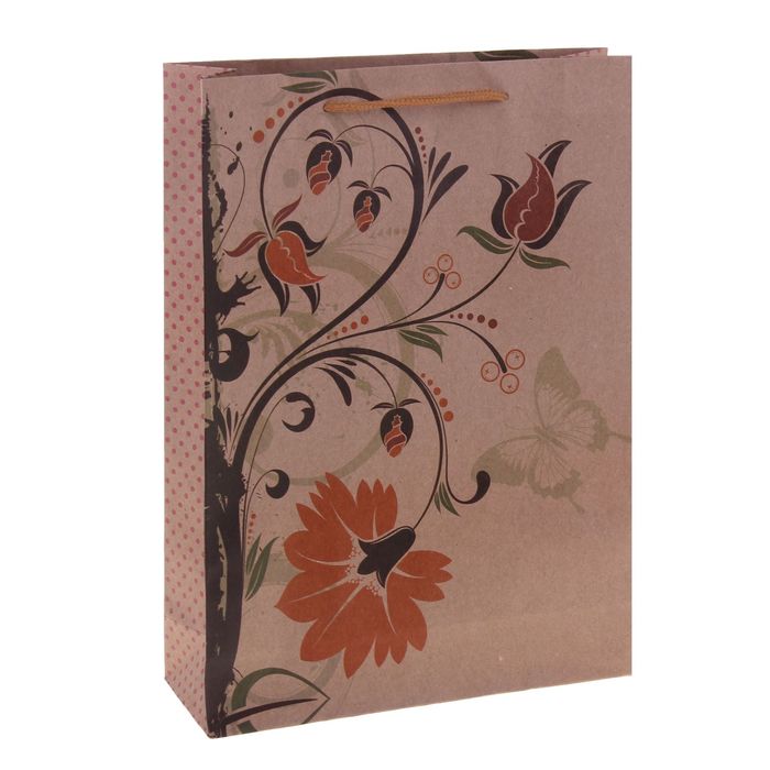 Пакет крафт "Рисунок", 19 х 8 х 25 см