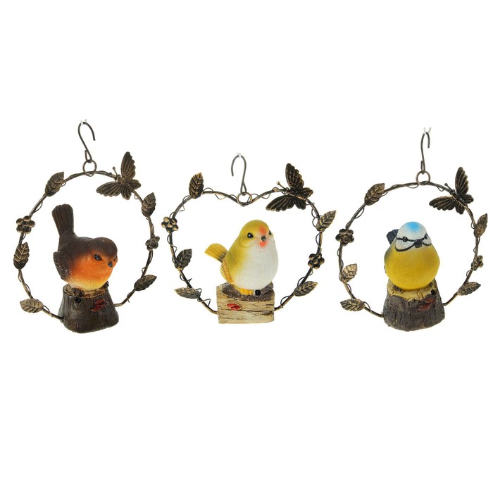 Подвесной декор "Птичка на пне" с датчиком движения