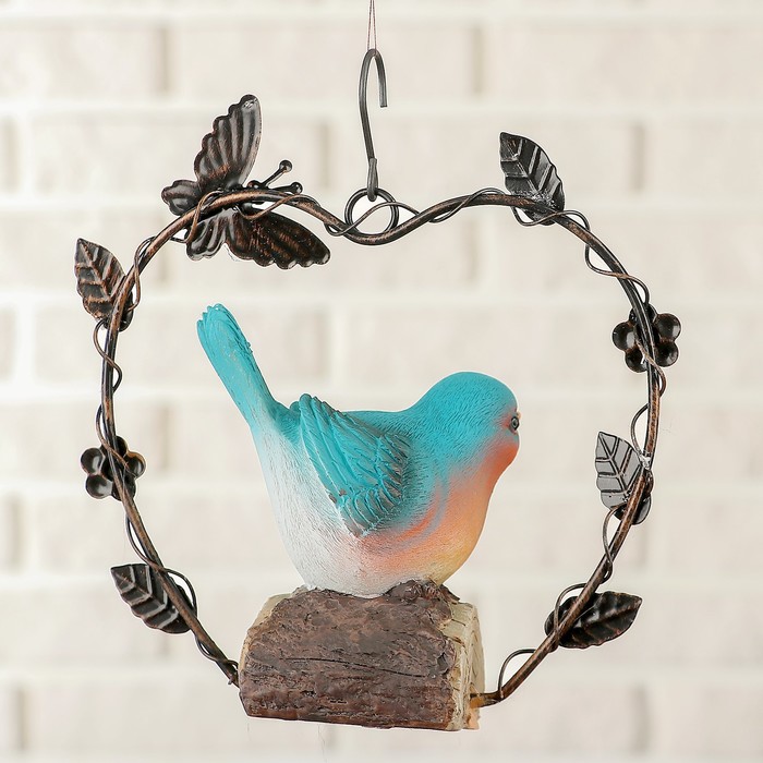 Подвесной декор "Птичка на пне" с датчиком движения