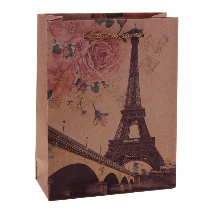 Пакет крафт "Эйфелева башня", 15 х 6 х 20 см