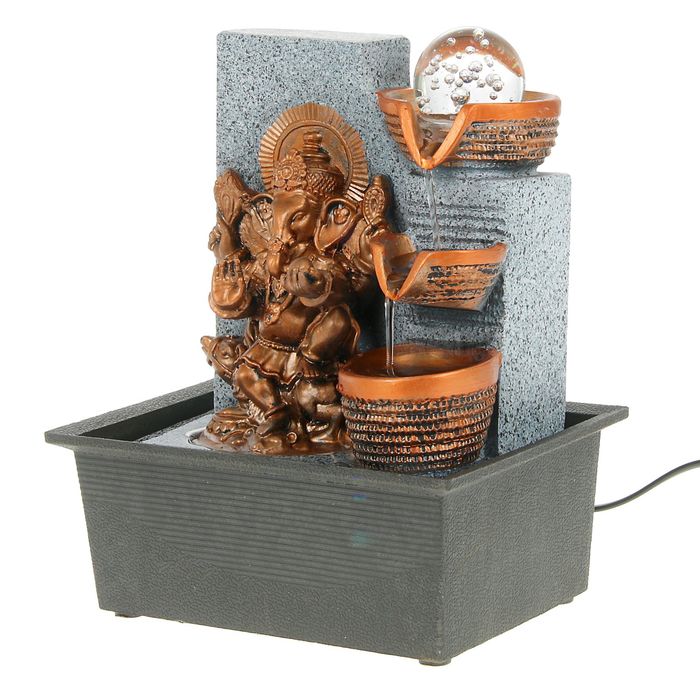 Фонтан настольный "Ганеша" со светящимся шаром