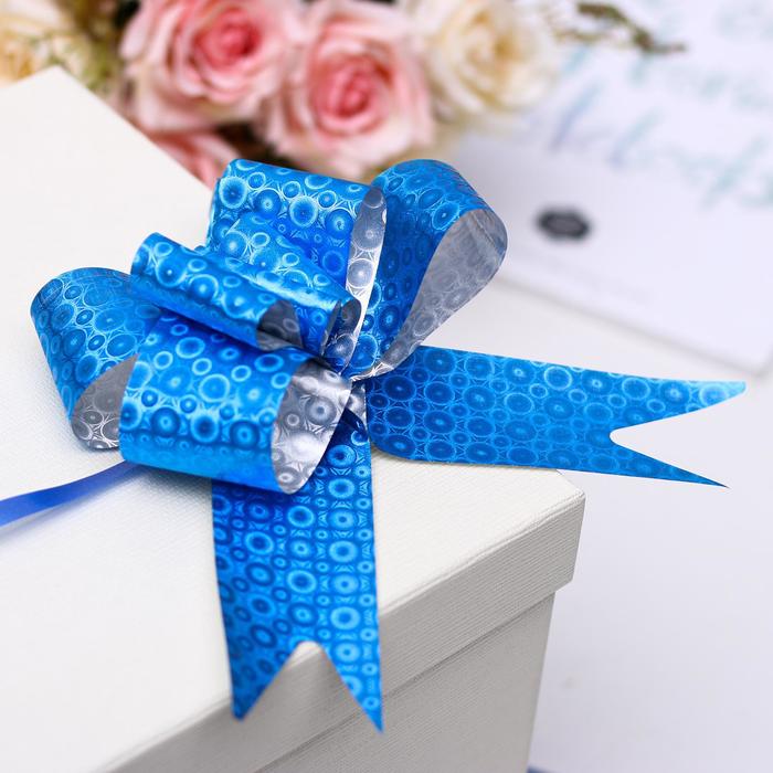 Бант-бабочка №4,5 "Капли", цвет синий