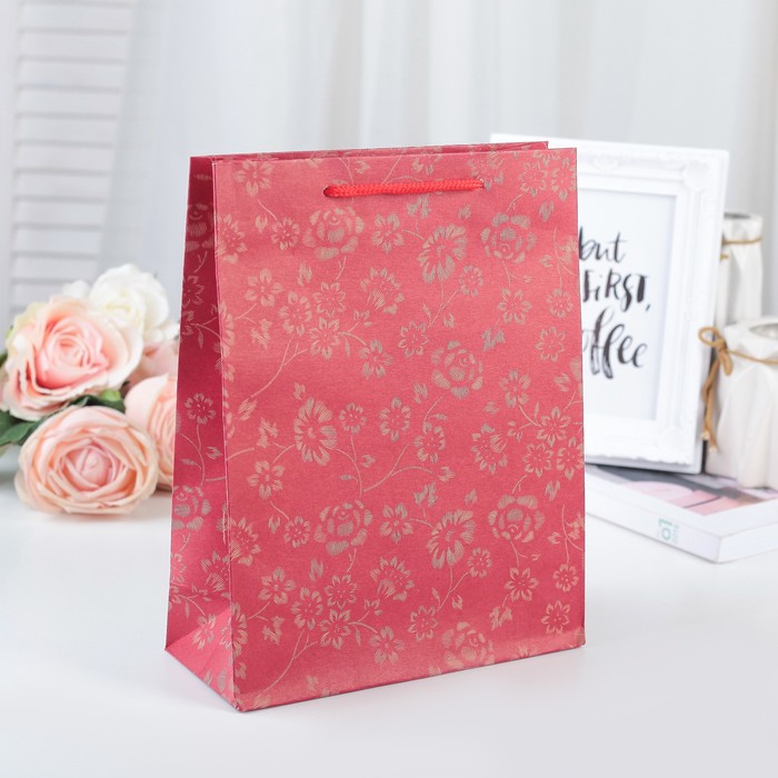 Пакет крафт "Узор", 19 х 24 х 8 см