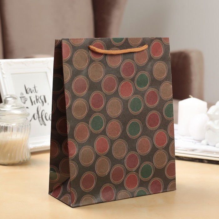 Пакет крафт "Круги", 19 х 24,5 х 8 см