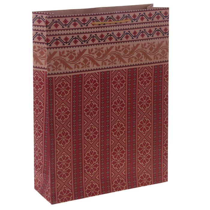 Пакет крафт "Орнамент в полоске", 12 х 15,5 х 5,5 см