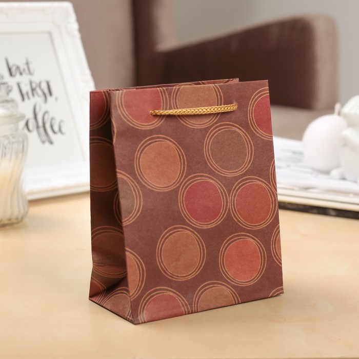 Пакет крафт "Круги", 11 х 14 х 6 см