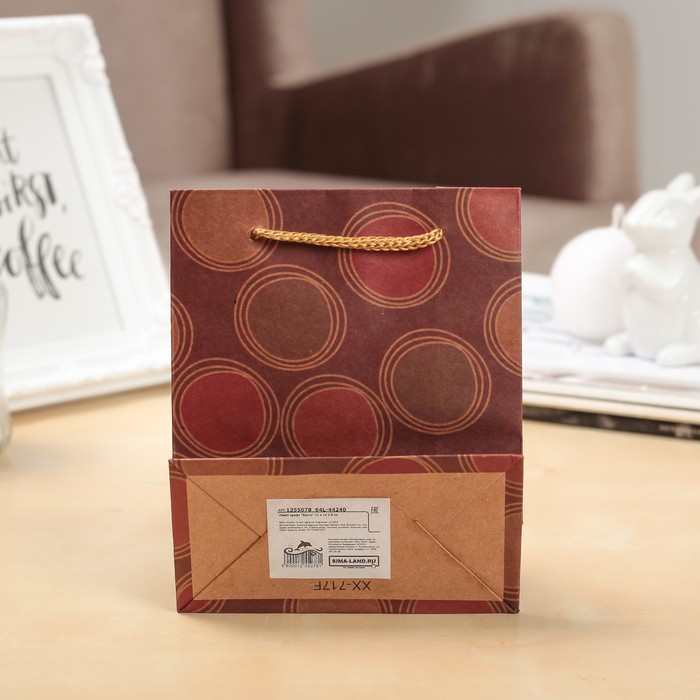 Пакет крафт "Круги", 11 х 14 х 6 см