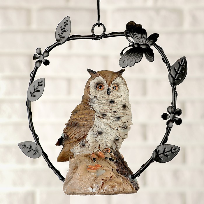 Подвесной декор "Сова на пне" с датчиком движения