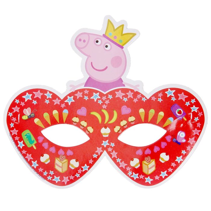 Бумажные маски "Пеппа-принцесса", набор 6 шт.