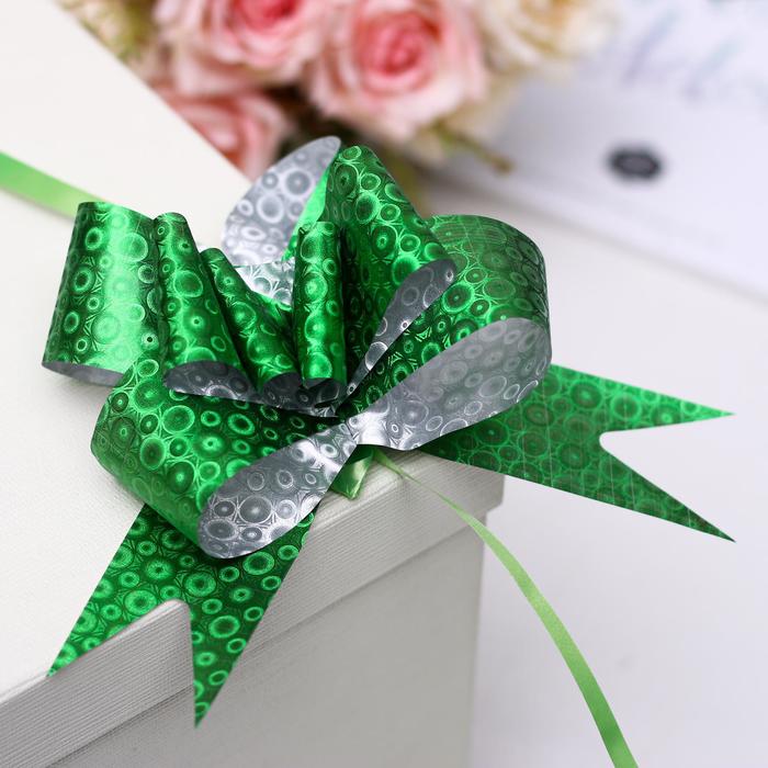 Бант-бабочка №4,5 "Капли", цвет зелёный