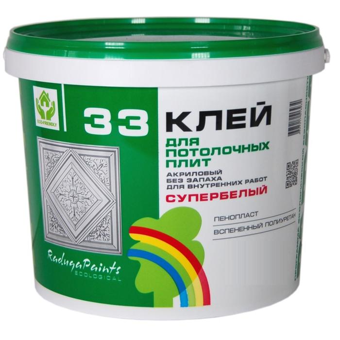 

Клей для потолочных плит акриловый белый для внутренних работ Р-33, 0,9 кг