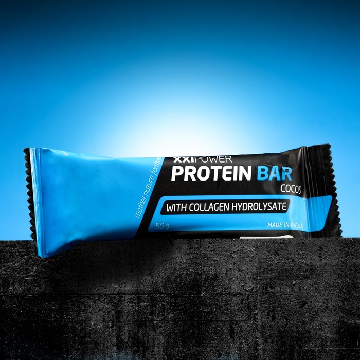 фото Батончик xxi век "protein bar" с коллагеном, 50 г кокос / шоколадная глазурь