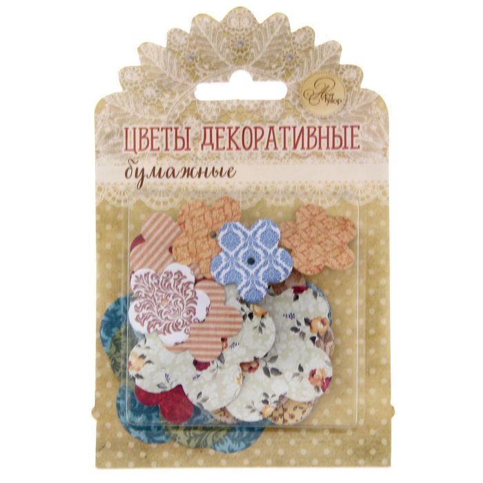 Набор декоративных цветов "Крафтовый", 9 х 14 см