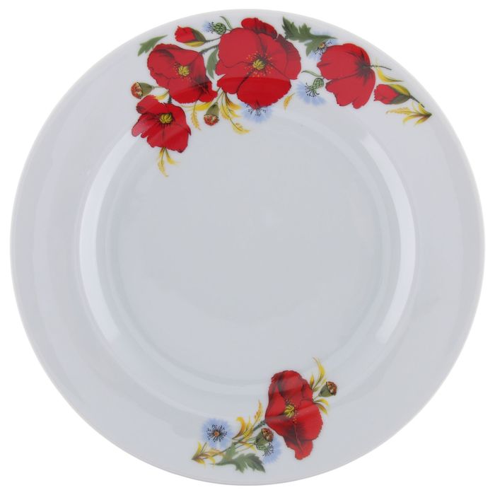 Тарелка мелкая 24 см "Идиллия. Маки красные"