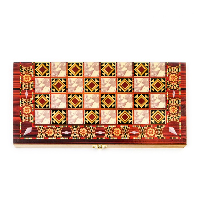 Настольная игра 3 в 1 "Узоры": нарды, шашки, шахматы, 29 х 29 см