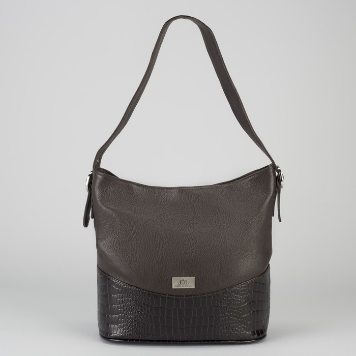 Сумка женская на молнии, 1 отдел, наружный карман, коричневая