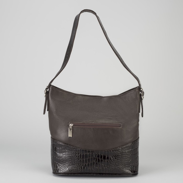 Сумка женская на молнии, 1 отдел, наружный карман, коричневая