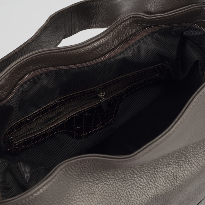 Сумка женская на молнии, 1 отдел, наружный карман, коричневая