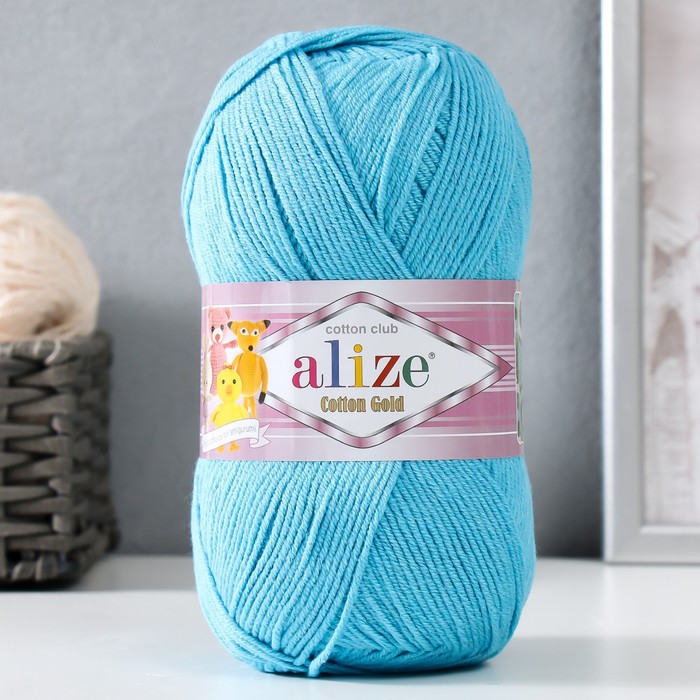 Пряжа "Cotton Gold" 55% хлопок, 45% акрил, 330м/100гр (287 бирюзовый)