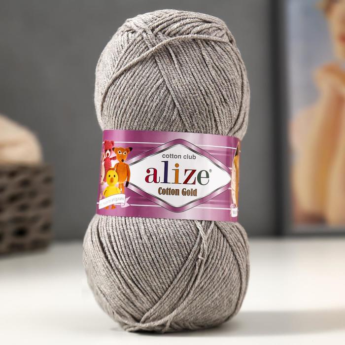 Пряжа "Cotton Gold" 55% хлопок, 45% акрил, 330м/100гр (21 серый)