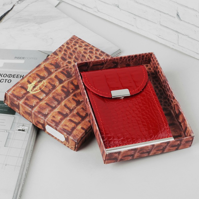 Зажим для купюр на кнопке, 2 отдела для монет, кайман, цвет бордовый