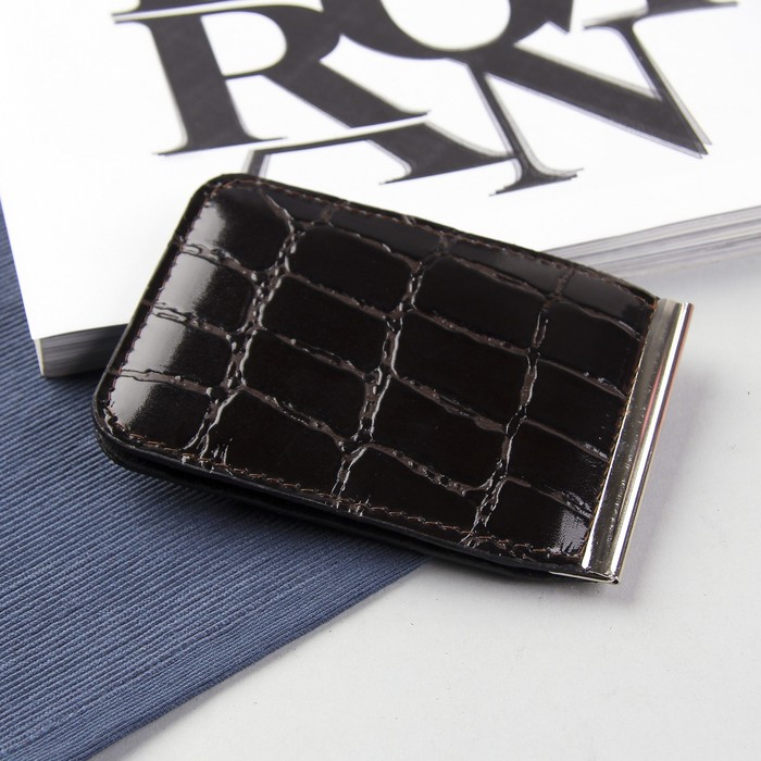 Зажим для купюр на магните, скат, цвет коричневый