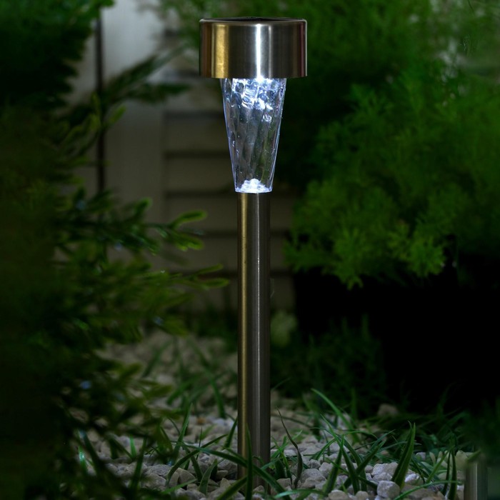 фото Фонарь садовый на солнечной батарее "трапеция" 38 см, d - 5,3 см, 1 led, металл luazon lighting