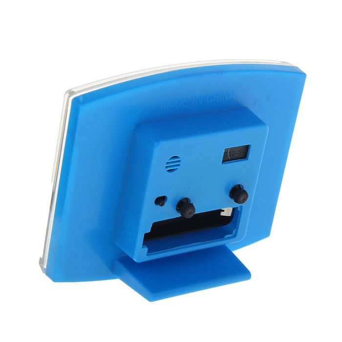 Будильник прямоуг. криволин, бел циферблат, стрелки светятся микс 10,5*12,5см