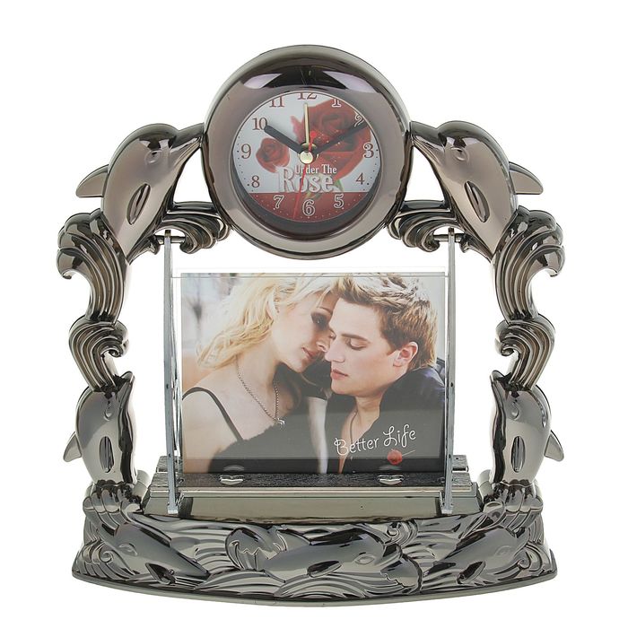 Часы настольные с фоторамкой, "Дельфинчик", фото 11х9, 22х20х3 см