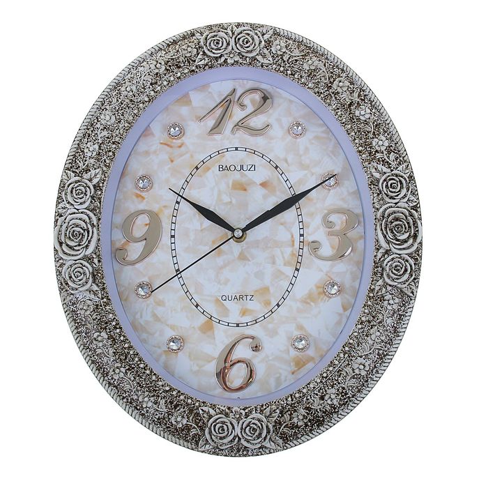 Часы настенные овальные "Пиршество", обод лепнина с напылением, декор стразы