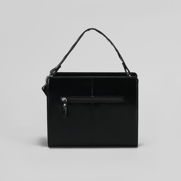 Сумка женская на молнии "Саманта Noir", 1 отдел, 1 наружный карман, чёрный крокодил