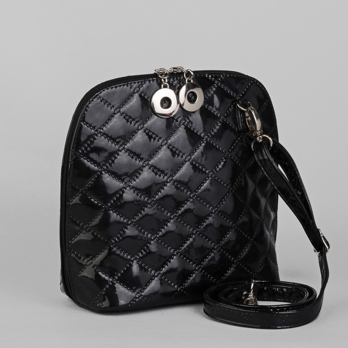 Сумка женская на молнии, 1 отдел с перегородкой, длинный ремень, чёрная