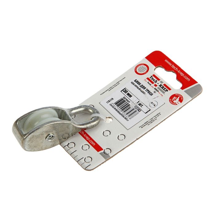 Блок для троса, одинарный, оцинкованный, нейлоновый шкив, 30 мм