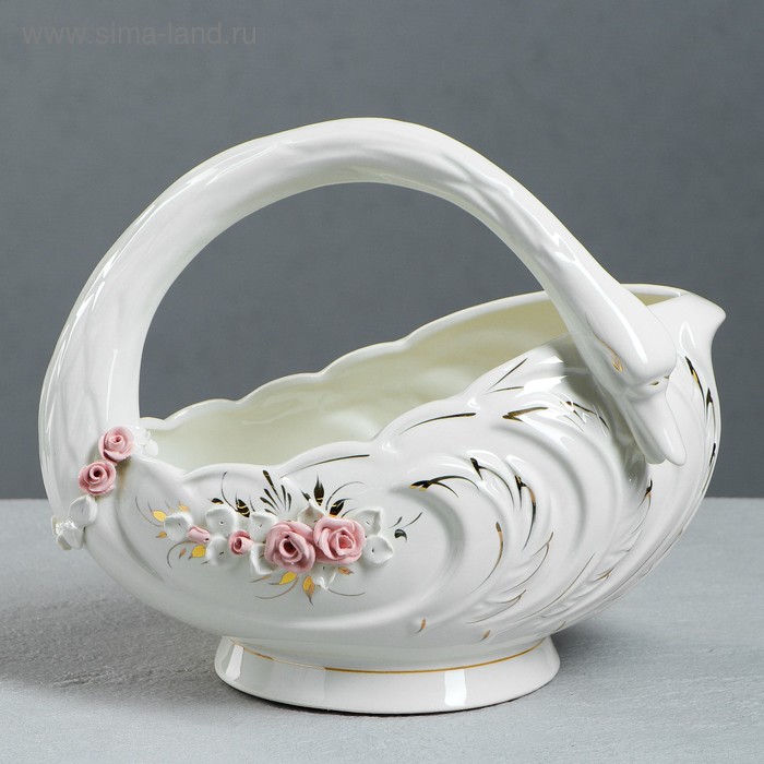 

Конфетница "Лебедь", белая, керамика, 22 см