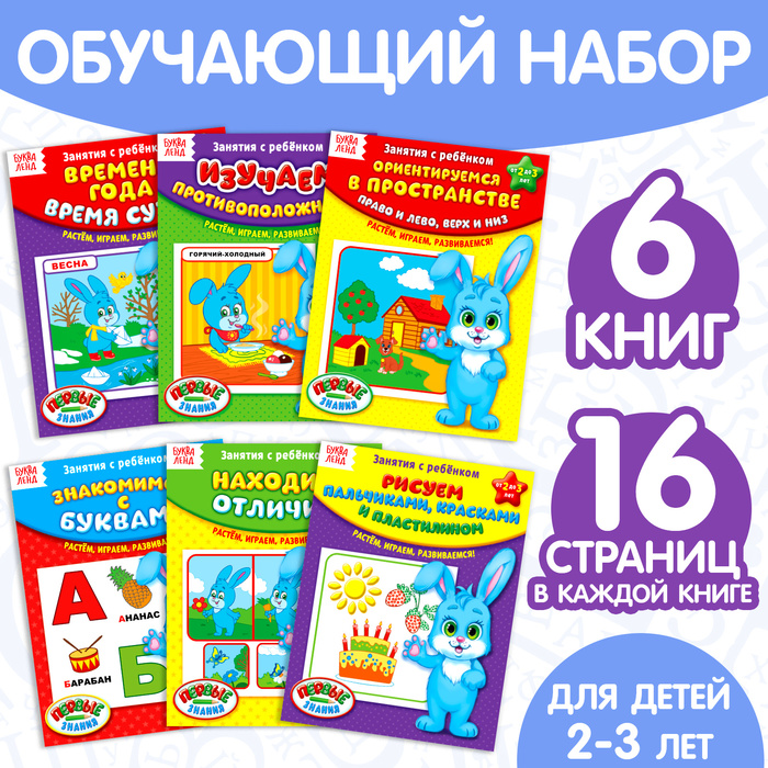 Обучающие книги «Полный годовой курс. Серия от 2 до 3 лет», 6 книг по 16 стр., в папке обучающие книги полный годовой курс серия от 2 до 3 лет 6 книг по 16 стр в папке