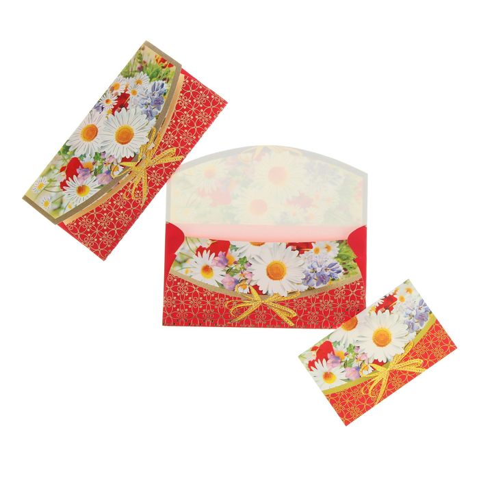 Конверт для денег "Универсальный" ромашка, фольга