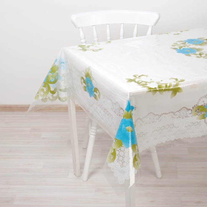 Клеенка ПВХ 140х180 см "Комплимент", рулон 20 скатертей, цвет синий