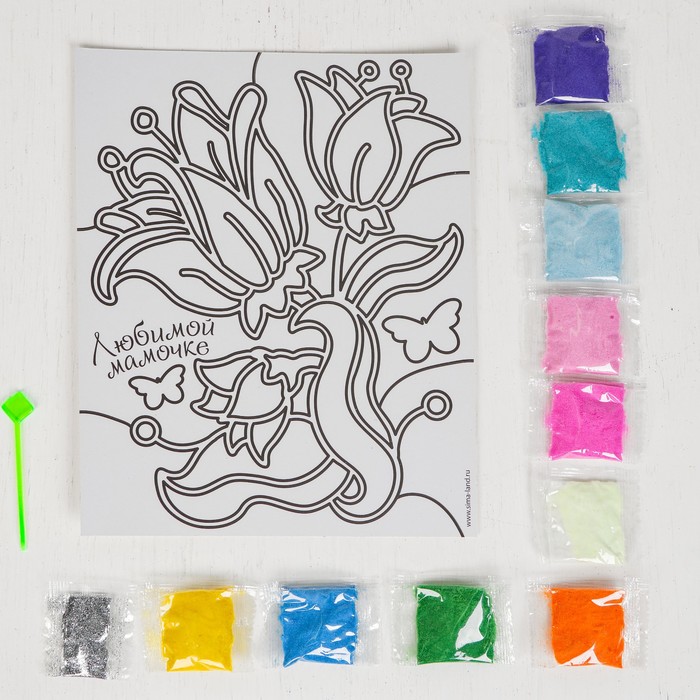 Лунная фреска "Цветы", светящийся песок + блёстки