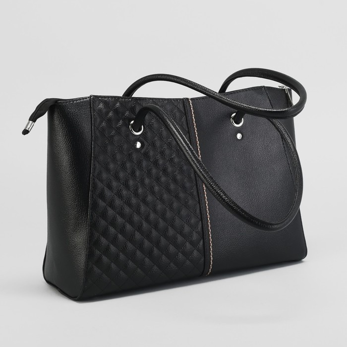 Сумка женская, 1 отдел на молнии, наружный карман, чёрная