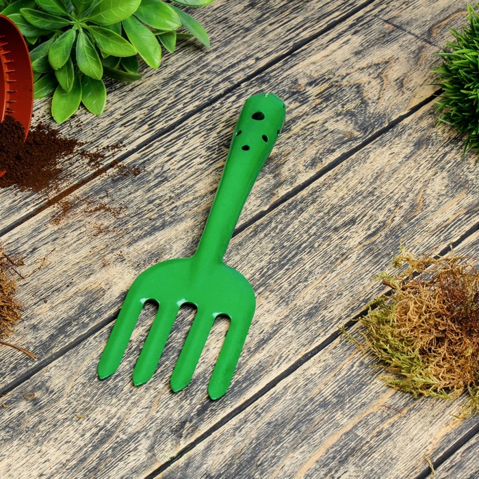 Вилка посадочная, длина 27 см, цельнометаллическая, зелёная
