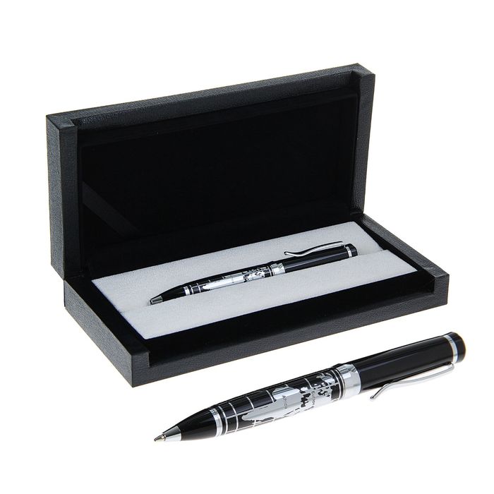 Ручка шариковая подарочная в кожзам футляре "Карта"