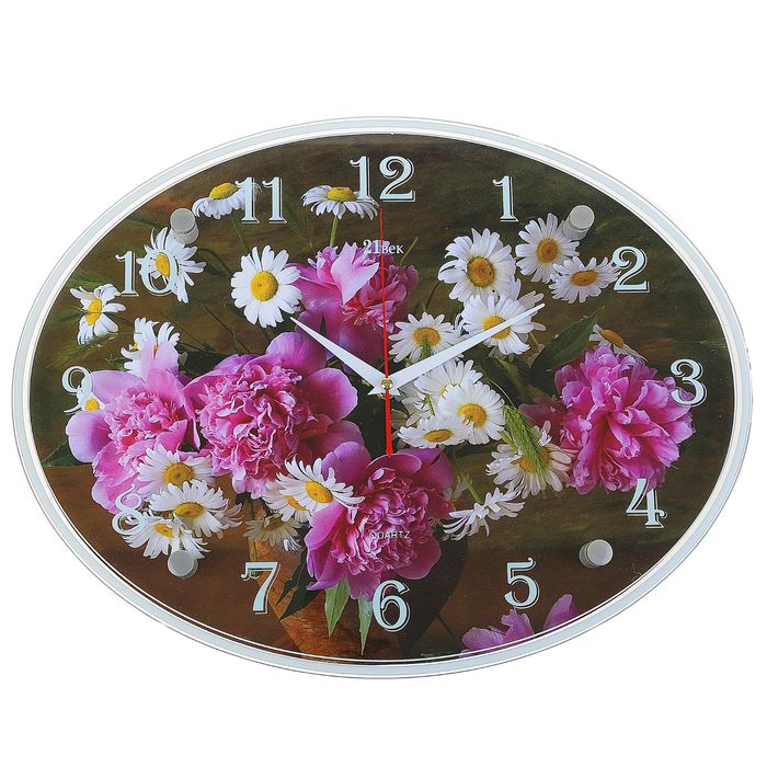 Часы настенные овальные "Летний букет", 35х46 см микс