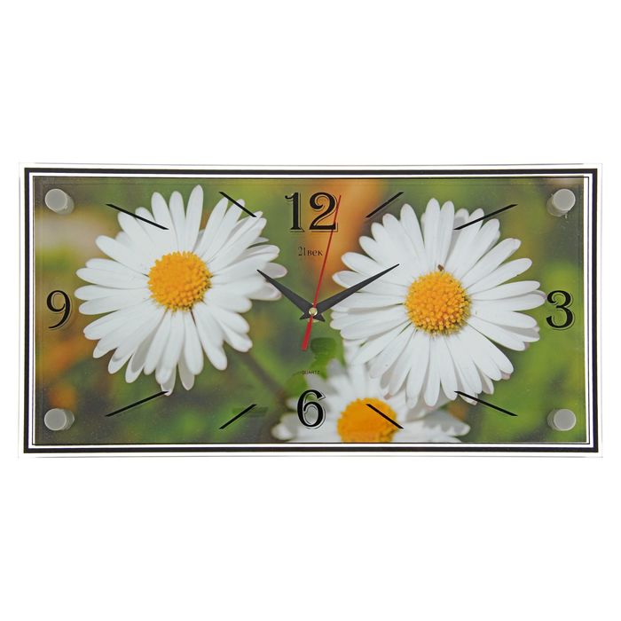 Часы настенные прямоугольные "Ромашки", 19х39 см
