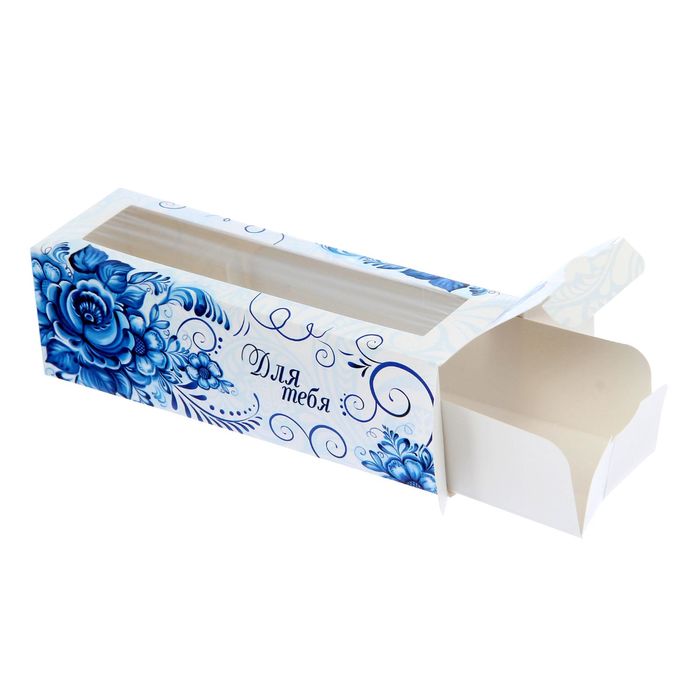 Коробочка для кондитерских изделий «Гжель», 18 х 5,5 х 5,5 см